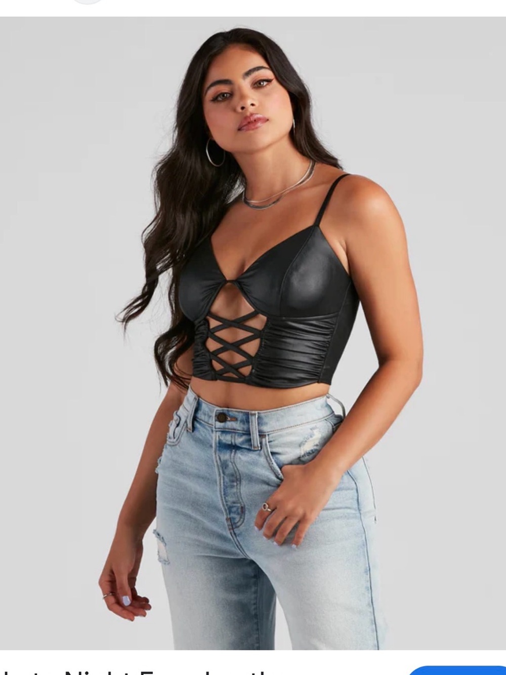 Windsor Faux Leather Lattice Crop Top.